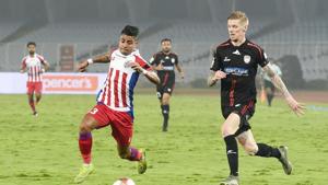 Kolkata : ATK player Prabir Das (L) in action(PTI) Kolkata : ATK player Prabir Das (L) in action(PTI)
