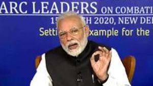 Prime Minister Narendra Modi offered Saarc nations assistance through money, technology and manpower to fight Covid 19(ANI Photo) Prime Minister Narendra Modi offered Saarc nations assistance through money, technology and manpower to fight Covid 19(ANI Photo)