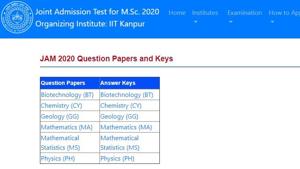 IIT JAM 2020 final answer key. (Screengrab) IIT JAM 2020 final answer key. (Screengrab)