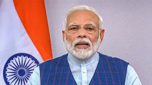 Prime Minister Narendra Modi delivers a speech on the occasion of birth anniversary celebrations of the founder of Bangladesh, Sheikh Mujibur Rahman.(PTI)