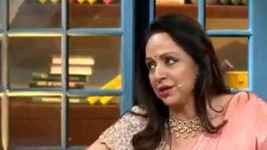 Hema Malini on The Kapil Sharma Show. Hema Malini on The Kapil Sharma Show.