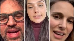 Mark Ruffalo and Natalie Portman joined Gal Gadot in singing John Lennon’s Imagine. Mark Ruffalo and Natalie Portman joined Gal Gadot in singing John Lennon’s Imagine.