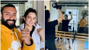 Kangana Ranaut is maintaining her fitness routine in Manali. Kangana Ranaut is maintaining her fitness routine in Manali.