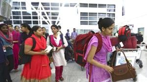 About 70 Indians are stranded at the airport in Kuala Lumpur following the government’s March 17 decision to suspend all flights from Malaysia for a week. About 70 Indians are stranded at the airport in Kuala Lumpur following the government’s March 17 decision to suspend all flights from Malaysia for a week.