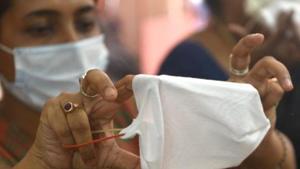 Union minister of state for chemicals and fertilisers Mansukh Mandaviya also said that over 1.5 crore masks are being produced daily, santisers and tablets that can boost immunity are all available in ample quantity.(Samir Jana / HT photo (Image for representational purpose)) Union minister of state for chemicals and fertilisers Mansukh Mandaviya also said that over 1.5 crore masks are being produced daily, santisers and tablets that can boost immunity are all available in ample quantity.(Samir Jana / HT photo (Image for representational purpose))
