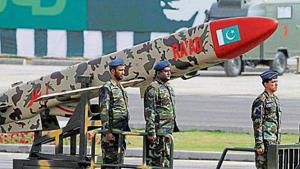 A Pakistani-made Cruise missile Ra’ad is shown during a military parade to mark Pakistan’s Republic Day in 2016. (PTI file photo) A Pakistani-made Cruise missile Ra’ad is shown during a military parade to mark Pakistan’s Republic Day in 2016. (PTI file photo)