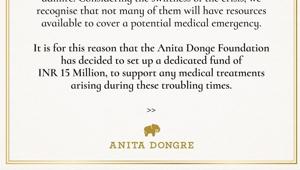 Fashion designer Anita Dongre has announced that she is donating Rs 1.5 crore as a medical fund to support the small vendors and self-employed artisans working with her amid the coronavirus outbreak.(Instagram) Fashion designer Anita Dongre has announced that she is donating Rs 1.5 crore as a medical fund to support the small vendors and self-employed artisans working with her amid the coronavirus outbreak.(Instagram)