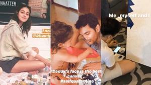 Ananya Panday, Angad Bedi and daughter Mehr and Sunny Leone during their painting sessions. Ananya Panday, Angad Bedi and daughter Mehr and Sunny Leone during their painting sessions.