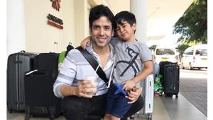 Tusshar Kapoor with his son Laksshya. Tusshar Kapoor with his son Laksshya.