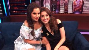 Sania Mirza poses with friend Parineeti Chopra. Sania Mirza poses with friend Parineeti Chopra.