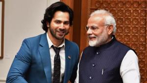 Varun Dhawan with Prime Minister Narendra Modi. Varun Dhawan with Prime Minister Narendra Modi.