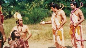 Arun Govil, Sunil Lahri and Dara Singh played the roles of Ram, Lakshman and Hanuman, respectively, in the 1987 show.(HT Archive) Arun Govil, Sunil Lahri and Dara Singh played the roles of Ram, Lakshman and Hanuman, respectively, in the 1987 show.(HT Archive)