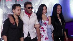 Jackie Shroff with his kids Tiger and Krishna and wife Ayesha. Jackie Shroff with his kids Tiger and Krishna and wife Ayesha.