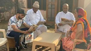 Amit Panglah with family(HT Photo) Amit Panglah with family(HT Photo)