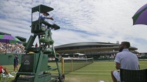 Benoit Paire of France speaks with umpire Gianluca Moscarella at the 2019 Wimbledon Tennis Championships.(AP) Benoit Paire of France speaks with umpire Gianluca Moscarella at the 2019 Wimbledon Tennis Championships.(AP)
