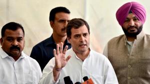 New Delhi, Mar 16 (ANI): Congress Party leader Rahul Gandhi addresses media at Parliament House, in New Delhi on Monday. (ANI PHOTO)(ANI) New Delhi, Mar 16 (ANI): Congress Party leader Rahul Gandhi addresses media at Parliament House, in New Delhi on Monday. (ANI PHOTO)(ANI)