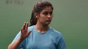Manu Bhaker participate in the 10m Air Pistol Final in National selection trails at Karni Singh Shooting Ranges.(Biplov Bhuyan/HT PHOTO) Manu Bhaker participate in the 10m Air Pistol Final in National selection trails at Karni Singh Shooting Ranges.(Biplov Bhuyan/HT PHOTO)