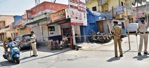 The congested locality under the Wakad police station in Pimpri-Chinchwad which was sealed by the police on late Thursday night after two Covid-19 positive cases surfaced here. People living here are industrial workers, petty businessmen, fruits and vegetables vendors.(HT PHOTO) The congested locality under the Wakad police station in Pimpri-Chinchwad which was sealed by the police on late Thursday night after two Covid-19 positive cases surfaced here. People living here are industrial workers, petty businessmen, fruits and vegetables vendors.(HT PHOTO)