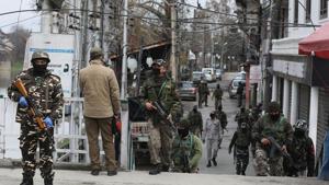 CRPF personnel petrol streets during the first day of national lockdown -- to curb the spread of coronavirus,at Lal Chowk, in Srinagar, Jammu and Kashmir. Several backchannel negotiations took place before the Centre revised its domicile order late Friday evening.(Photo by Waseem Andrabi / Hindustan Times) CRPF personnel petrol streets during the first day of national lockdown -- to curb the spread of coronavirus,at Lal Chowk, in Srinagar, Jammu and Kashmir. Several backchannel negotiations took place before the Centre revised its domicile order late Friday evening.(Photo by Waseem Andrabi / Hindustan Times)