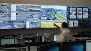An official examines the giant live screens at the ‘corona war room’ in police commissioner’s office in Jaipur on Saturday.(Himanshu Vyas/HT Photo) An official examines the giant live screens at the ‘corona war room’ in police commissioner’s office in Jaipur on Saturday.(Himanshu Vyas/HT Photo)