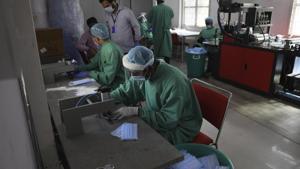 According to a health ministry official, Rajasthan has been allocated 16,500 PPEs. Although health minister Raghu Sharma has repeatedly said there was no shortage, but supply to the districts wasn’t enough.(AP) According to a health ministry official, Rajasthan has been allocated 16,500 PPEs. Although health minister Raghu Sharma has repeatedly said there was no shortage, but supply to the districts wasn’t enough.(AP)