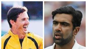 Brad Hogg and R Ashwin.(HT Collage) Brad Hogg and R Ashwin.(HT Collage)
