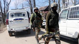 The gun battle in Kulgam was the fourth in Kashmir since a 21-day lockdown was clamped across the country on March 25 to prevent the spread of Covid-19.(ANI file photo. Representative image) The gun battle in Kulgam was the fourth in Kashmir since a 21-day lockdown was clamped across the country on March 25 to prevent the spread of Covid-19.(ANI file photo. Representative image)