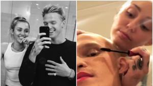 Miley Cyrus out makeup on her boyfriend Cody Simpson. Miley Cyrus out makeup on her boyfriend Cody Simpson.