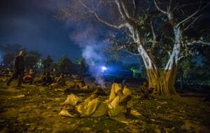 Migrant workers sleeping in an open ground in New Delhi on April 09, 2020.(Yawar Nazir/Getty Images) Migrant workers sleeping in an open ground in New Delhi on April 09, 2020.(Yawar Nazir/Getty Images)