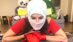 Sunny Leone is getting creative with her face masks. Sunny Leone is getting creative with her face masks.