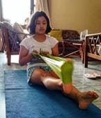 Coach Surinder Mahajan’s trainee Mihika working out at home in Chandigarh.(HT Photo)