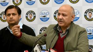 Deputy Chief Minister of Delhi Manish Sisodia (C)(Sushil Kumar/HT PHOTO) Deputy Chief Minister of Delhi Manish Sisodia (C)(Sushil Kumar/HT PHOTO)