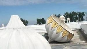 The photos of the damaged gurdwara were widely shared on social media.(HT Photo) The photos of the damaged gurdwara were widely shared on social media.(HT Photo)