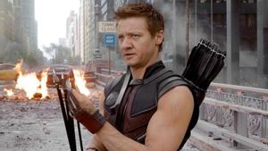 Jeremy Renner as Hawkeye in a still from The Avengers.