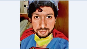 When Dr Kaloo uploaded his selfie, the social media site responded by photoshopping the doctors photo, giving him the red cape, a big S across his chest and the signature Clark Kent/ Superman hair style.(Photo: Twitter)