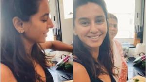 Shibani Dandekar cooks pasta. Shibani Dandekar cooks pasta.