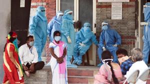 Health workers wearing personal protective equipment suits as a preventive measure against coronavirus at a Government Hospital in Vijayawada on Wednesday. (ANI Photo)(ANI) Health workers wearing personal protective equipment suits as a preventive measure against coronavirus at a Government Hospital in Vijayawada on Wednesday. (ANI Photo)(ANI)