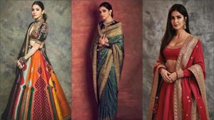 Deepika Padukone, Anushka Sharma, Katrina Kaif: Throwback to the best looks created by Sabyasachi.(Sabyasachi/Instagram) Deepika Padukone, Anushka Sharma, Katrina Kaif: Throwback to the best looks created by Sabyasachi.(Sabyasachi/Instagram)