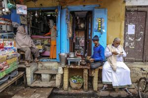 The beauty of the street: A paan shop in Varanasi. The lockdown has meant the flaneur has no access to the streets, marketplaces or crowds.(/Dhiraj Singh/Bloomberg via Getty Images) The beauty of the street: A paan shop in Varanasi. The lockdown has meant the flaneur has no access to the streets, marketplaces or crowds.(/Dhiraj Singh/Bloomberg via Getty Images)