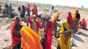 Enrolment for manual work under the MGNREGS, which provides at least 100 days of employment a year to at least one member of every rural household, has risen 10-fold in Rajasthan and Maharashtra(HT File Photo) Enrolment for manual work under the MGNREGS, which provides at least 100 days of employment a year to at least one member of every rural household, has risen 10-fold in Rajasthan and Maharashtra(HT File Photo)