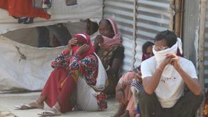 Residents of a slum in Sector 65, Gurugram, Haryana, during the lockdown against coronavirus, Friday, April 24, 2020.(Yogendra Kumar/HT Photo) Residents of a slum in Sector 65, Gurugram, Haryana, during the lockdown against coronavirus, Friday, April 24, 2020.(Yogendra Kumar/HT Photo)