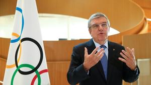 FILE PHOTO: Thomas Bach, President of the International Olympic Committee (IOC) attends an interview after the decision to postpone the Tokyo 2020 because of the coronavirus disease (COVID-19) outbreak, in Lausanne, Switzerland, March 25, 2020. REUTERS/Denis Balibouse/File Photo(REUTERS) FILE PHOTO: Thomas Bach, President of the International Olympic Committee (IOC) attends an interview after the decision to postpone the Tokyo 2020 because of the coronavirus disease (COVID-19) outbreak, in Lausanne, Switzerland, March 25, 2020. REUTERS/Denis Balibouse/File Photo(REUTERS)