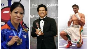 Mary Kom, Sachin Tendulkar and Vijender Singh.(PTI/Reuters/Getty) Mary Kom, Sachin Tendulkar and Vijender Singh.(PTI/Reuters/Getty)
