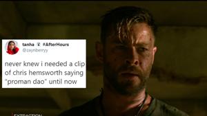 In Netflix’s action-drama Extraction, Hemsworth plays broody Tyler Rake who is on a mission to ‘extract’ an Indian drug lord’s son from some Bangladeshi gangsters.(Screengrab/Netflix) In Netflix’s action-drama Extraction, Hemsworth plays broody Tyler Rake who is on a mission to ‘extract’ an Indian drug lord’s son from some Bangladeshi gangsters.(Screengrab/Netflix)