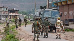 The encounter began after a patrol party of the security forces was attacked in a village in Kulgam district.(Representative Photo/PTI) The encounter began after a patrol party of the security forces was attacked in a village in Kulgam district.(Representative Photo/PTI)