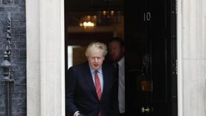 British Prime Minister Boris Johnson walks out of number 10 to make a statement, on his first day back at work in Downing Street, London, after recovering from a bout with the coronavirus that put him in intensive care, Monday, April 27, 2020.(AP) British Prime Minister Boris Johnson walks out of number 10 to make a statement, on his first day back at work in Downing Street, London, after recovering from a bout with the coronavirus that put him in intensive care, Monday, April 27, 2020.(AP)