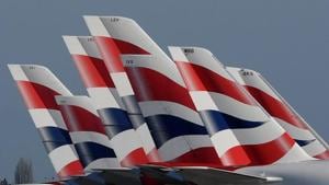 Tail Fins of British Airways planes are seen parked at Heathrow airport as the spread of the coronavirus disease (COVID-19) continues, London.(REUTERS)