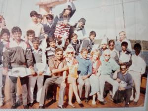 Former India football captain, Chuni Goswami, with trainees of the Tata Football Academy on their trip to Norway in 1988.(Godfrey Pereira) Former India football captain, Chuni Goswami, with trainees of the Tata Football Academy on their trip to Norway in 1988.(Godfrey Pereira)