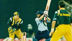 Sachin Tendulkar during the Coca Cola Cup in Sharjah in 1998(Twitter) Sachin Tendulkar during the Coca Cola Cup in Sharjah in 1998(Twitter)