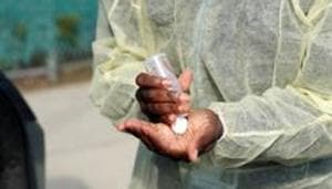 As per the report prepared by the department, hand sanitiser was filled in the bottles from the buckets and drums with taps.(REUTERS) As per the report prepared by the department, hand sanitiser was filled in the bottles from the buckets and drums with taps.(REUTERS)